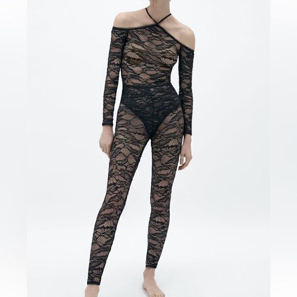 NWT Zara Lace Bodysuit and Leggings Set - Picture 1 of 16